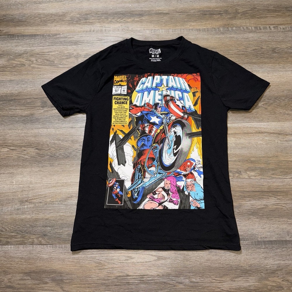 Marvel Comics Shirt Mens Black Short Sleeve Cover Art Captain American #427
